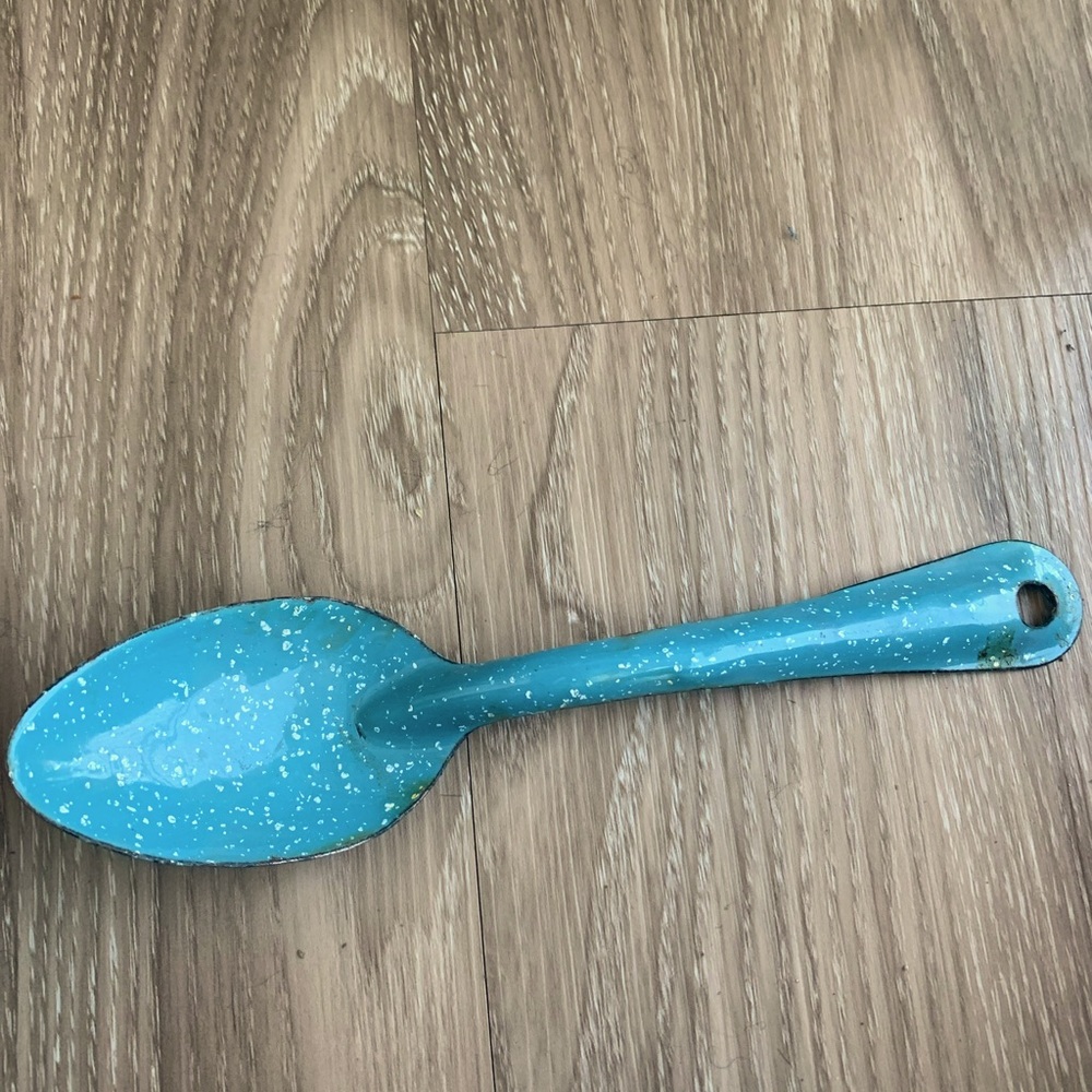 20” vintage enamelware speckled spoon